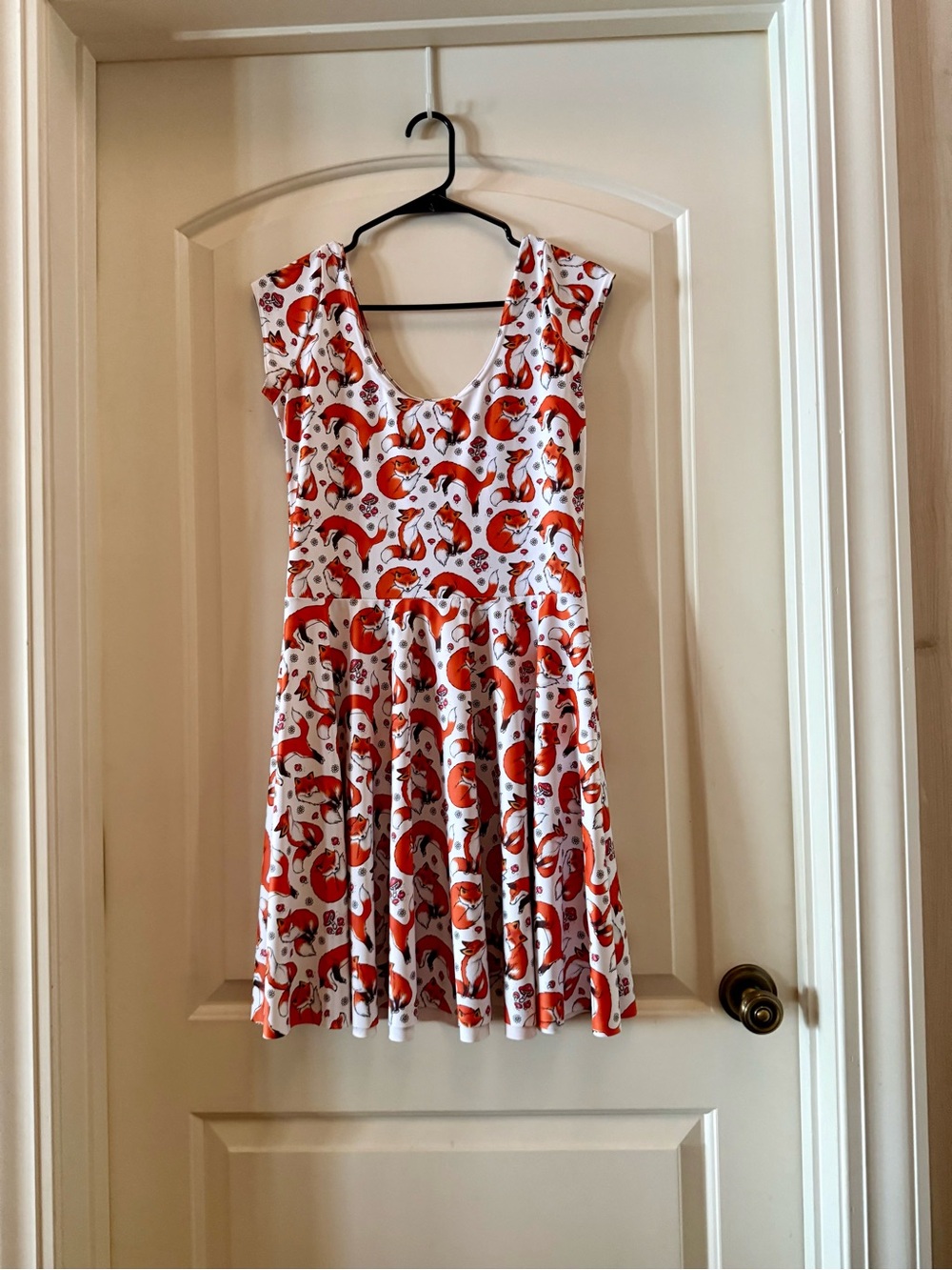 Blackmilk White Mini Dress with Orange Fox Print
